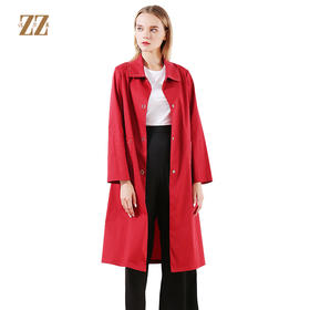 佐尔美早春季新款优雅气质减龄纯色简约直筒长风衣E01FC14