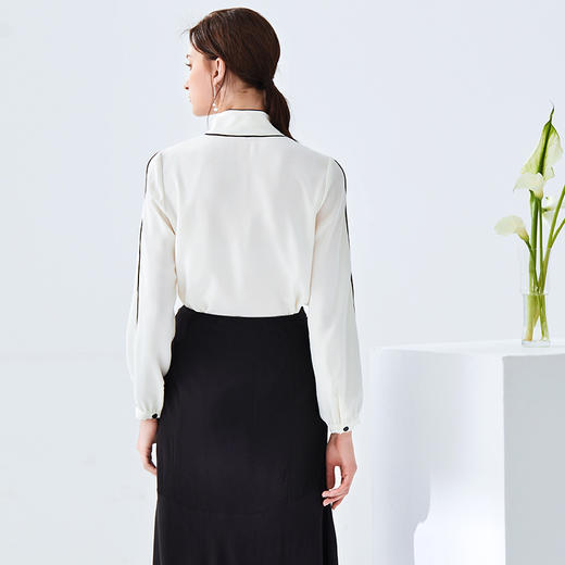 故障 EITIE爱特爱女装夏款时尚简约通勤职业系带长袖衬衫女上衣6113819 商品图3
