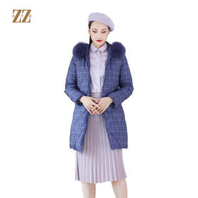 佐尔美冬季新款气质中长款加厚双穿狐毛领羽绒服女E94YH22