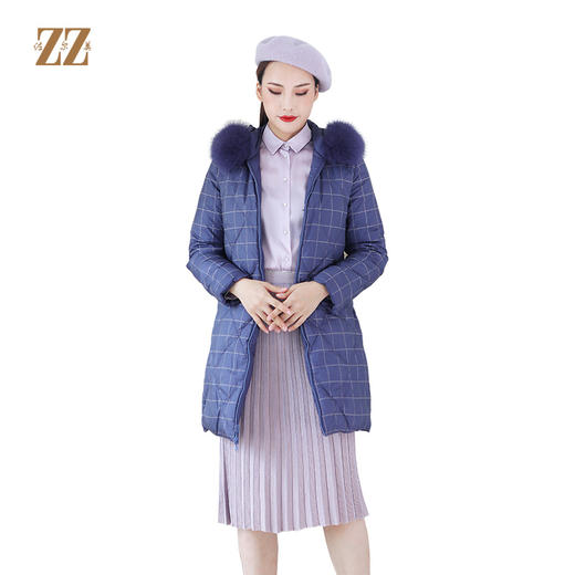 佐尔美冬季新款气质中长款加厚双穿狐毛领羽绒服女E94YH22 商品图0