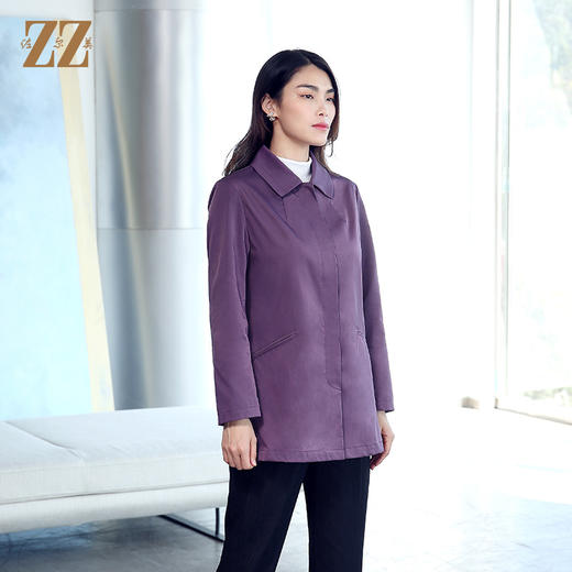 佐尔美商场NEW同款春季薄纯色简约时尚通勤外套单排扣风衣E11FZ06 商品图1