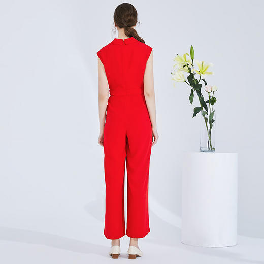 EITIE爱特爱女装夏款时尚干练职业通勤无袖翻领显瘦连体裤女6207903 商品图3