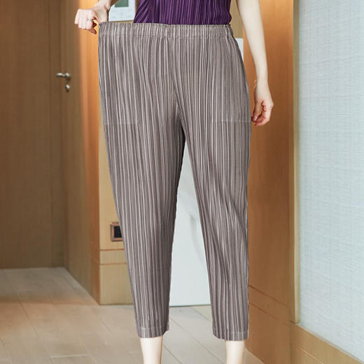JN-K210315三宅褶皱休闲裤垂感新款简约透气春夏女裤大码菱形网小脚 商品图2