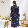 佐尔美商场同款气质碎花收腰显瘦减龄V领连衣裙女春秋E83LL27 商品缩略图4