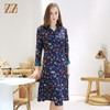 佐尔美商场同款气质碎花收腰显瘦减龄V领连衣裙女春秋E83LL27 商品缩略图3