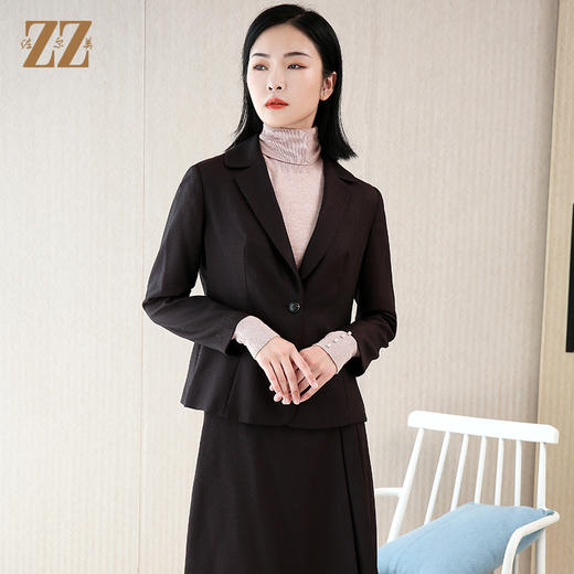佐尔美春季新款时尚韩版气质职业修身通勤一粒扣西服套裙E03QT06 商品图1