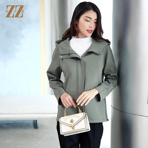 佐尔美春季新款时尚休闲短外套宽松潮流连帽风衣女E11FD07 商品图2