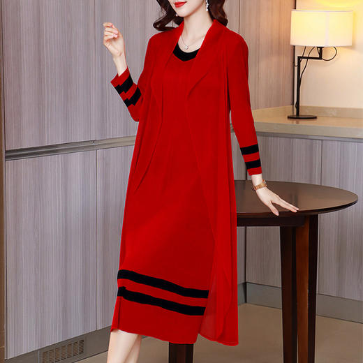 JN-K210337三宅褶皱连衣裙2021春夏深圳洋气女装新款中年婚礼妈妈装 商品图0