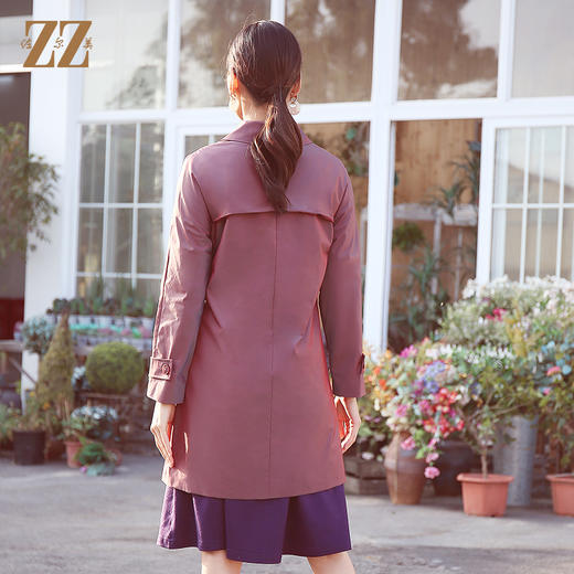 佐尔美商场同款春季简约直筒渐变色修身弹力中长款风衣女E11FZ04 商品图3