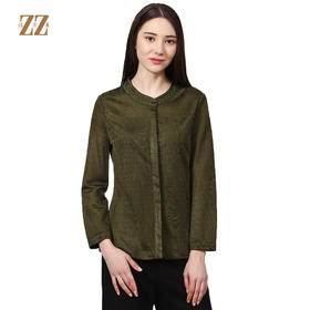 佐尔美新品春秋秋季女装纯色暗花修身显瘦衬衫上衣E73CC01