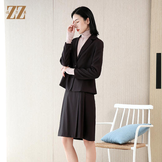 佐尔美春季新款时尚韩版气质职业修身通勤一粒扣西服套裙E03QT06 商品图0