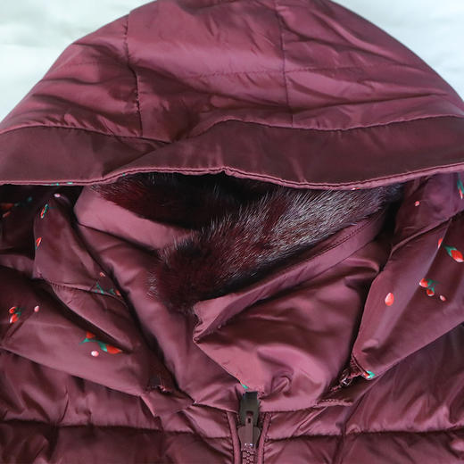 佐尔美秋冬新款双穿时尚连帽貂毛领羽绒服中长款女E94YO21 商品图2