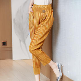 JN-K210117三宅褶皱裤子2021春夏季新款气质高腰小脚裤显瘦铅笔裤