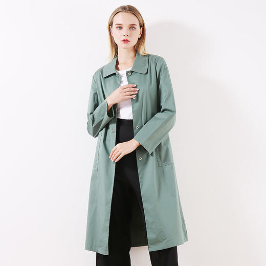 佐尔美早春季新款优雅气质减龄纯色简约直筒长风衣E01FC14 商品图1