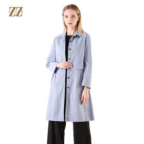佐尔美春秋季新款简约时尚英伦风长外套衬衣领口风衣女E01FZ01