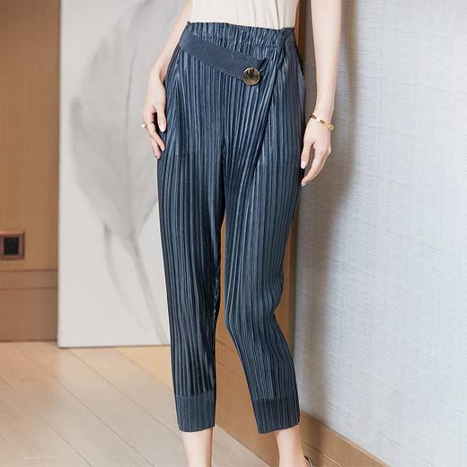 JN-K210117三宅褶皱裤子2021春夏季新款气质高腰小脚裤显瘦铅笔裤 商品图2