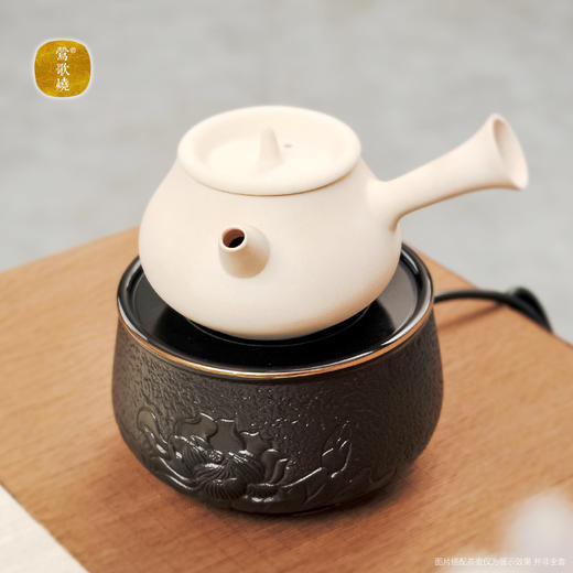 莺歌烧莲花纹黑超小炉电陶炉茶炉家用静音铁壶银壶铜壶专用烧水炉煮茶器茶具 商品图1