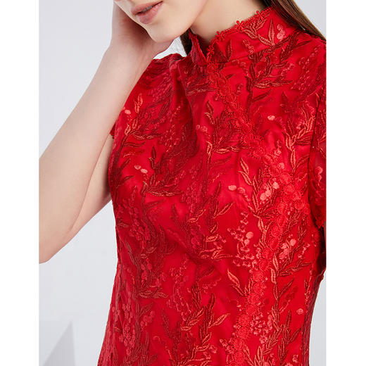 EITIE爱特爱春季新款中式优雅气质立领蕾丝旗袍礼服敬酒服女 商品图2