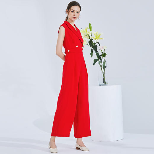 EITIE爱特爱女装夏款时尚干练职业通勤无袖翻领显瘦连体裤女6207903 商品图2