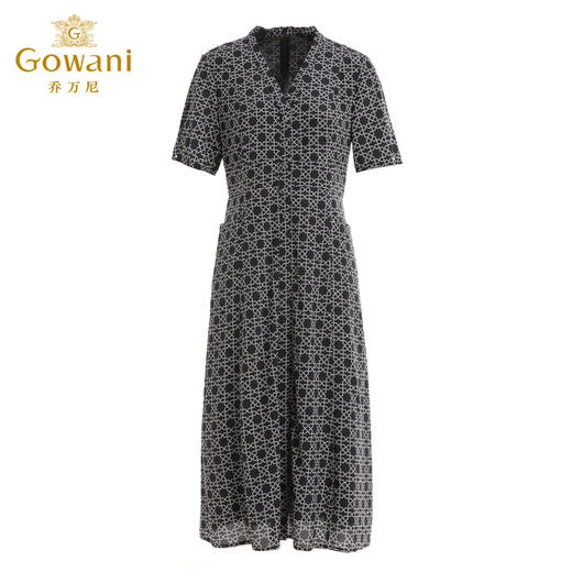 乔万尼新品收腰真丝连衣裙复古显瘦链条花桑蚕丝裙EI2E790 商品图4