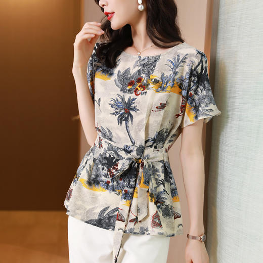 MZ  103603大气宽松印花气质显瘦时髦上衣 商品图0