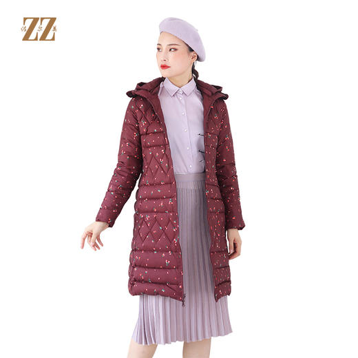 佐尔美秋冬新款双穿时尚连帽貂毛领羽绒服中长款女E94YO21 商品图0