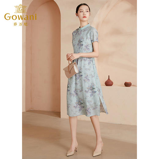 【花罗】乔万尼新品新国风复古花罗真丝连衣裙下摆开叉桑蚕丝设计感裙子EI2E773 商品图2