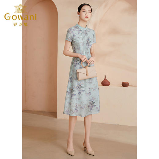 【花罗】乔万尼新品新国风复古花罗真丝连衣裙下摆开叉桑蚕丝设计感裙子EI2E773 商品图1