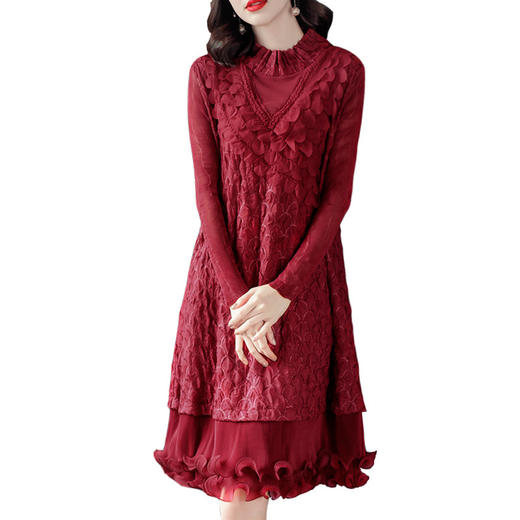 JN-K201108高端三宅褶皱连衣裙2021春装洋气胖MM长袖大码宽松A子裙K201108 商品图4