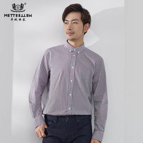 【纯棉红白蓝条衬衫】71211016 男士衬衣