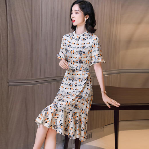 上海旗袍厂ASE-2302圆领气质优雅知性真丝连衣裙桑蚕丝 商品图2