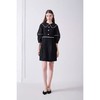 黑色泡泡纱珍珠撞色织带连衣裙 商品缩略图0