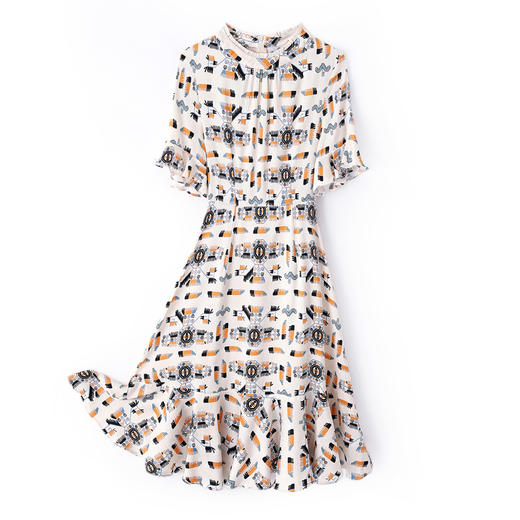 上海旗袍厂ASE-2302圆领气质优雅知性真丝连衣裙桑蚕丝 商品图4