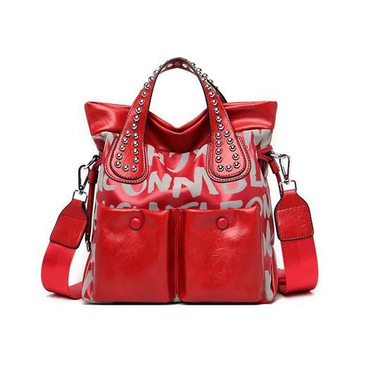 XH8338-1k 2021洋气铆钉大包双兜束腰时尚手提单肩托特包 商品图3