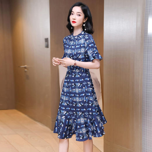 上海旗袍厂ASE-2302圆领气质优雅知性真丝连衣裙桑蚕丝 商品图1