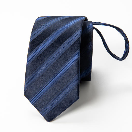 【礼盒装】罗蒙免打结拉链领带男士正装商务韩版休闲窄款懒人条纹领带 商品图1