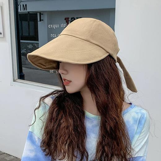 【新潮流防晒鸭舌帽】 韩版夏季潮流大宽檐遮阳帽女 日系棉麻网红系带鸭舌渔夫帽 商品图0