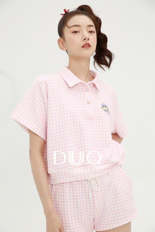 美少女宇航员粉色格子运动套装 商品图1