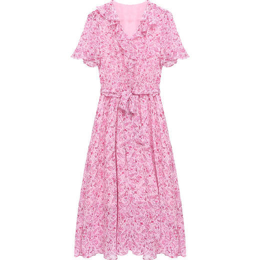 YWE-L21618夏新款气质减龄短袖印花乔其纱连衣裙 商品图4