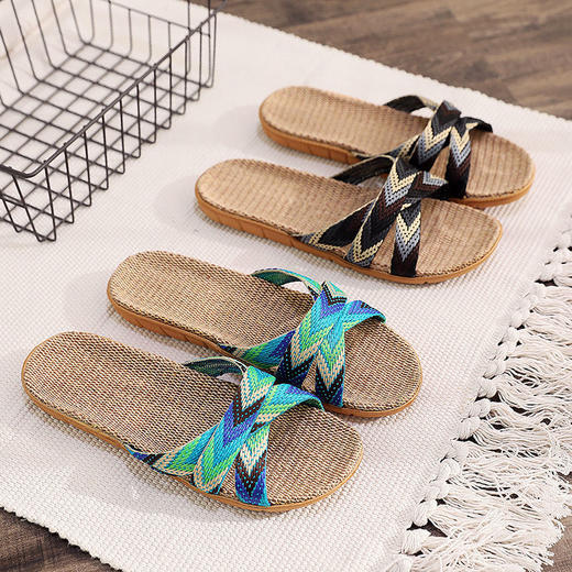 【亚麻拖鞋】女夏天家用室内居家办公室地板防滑底情侣卧室凉拖鞋男 商品图3