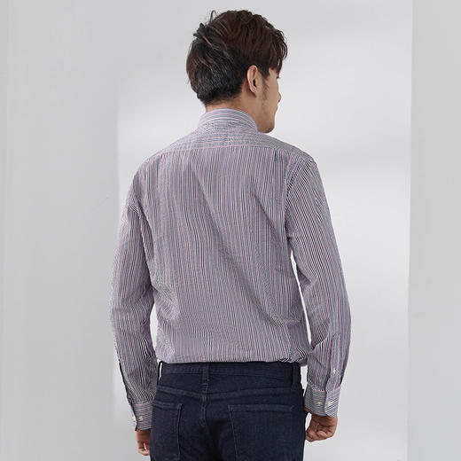 【纯棉红白蓝条衬衫】71211016 男士衬衣 商品图3
