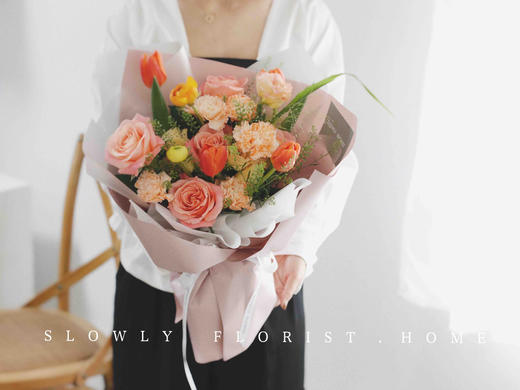 珊瑚橙康乃馨花束 商品图2