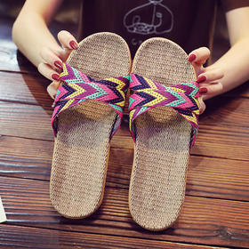 【亚麻拖鞋】女夏天家用室内居家办公室地板防滑底情侣卧室凉拖鞋男