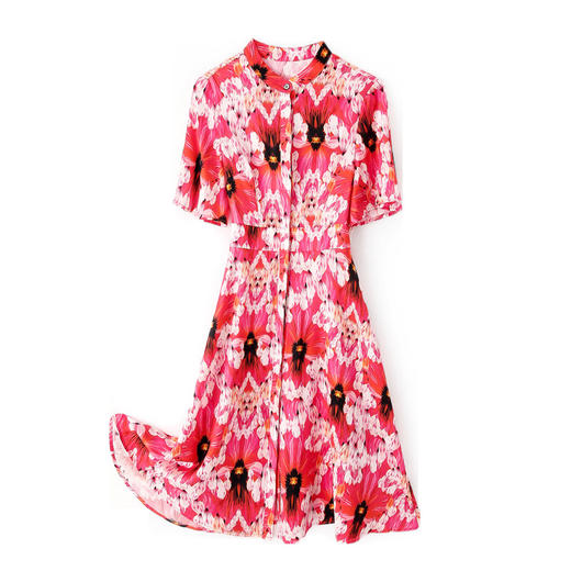 上海旗袍厂ASE-2303立领印花优雅真丝连衣裙桑蚕丝 商品图4