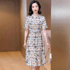 上海旗袍厂ASE-2302圆领气质优雅知性真丝连衣裙桑蚕丝