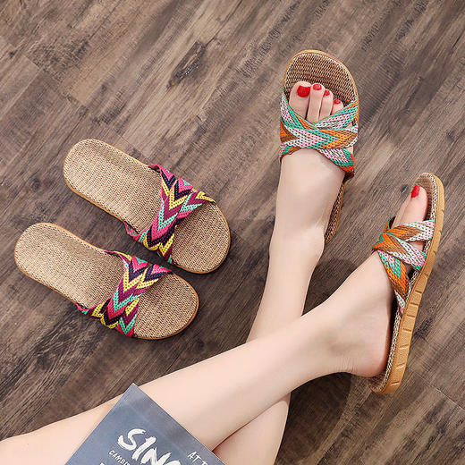 【亚麻拖鞋】女夏天家用室内居家办公室地板防滑底情侣卧室凉拖鞋男 商品图4