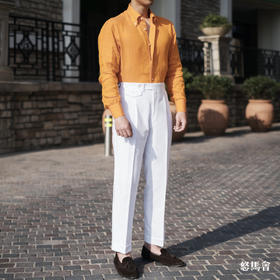 Huddersfield Quest Cottons 300克高克重高密度埃及棉白色意式工艺裤装