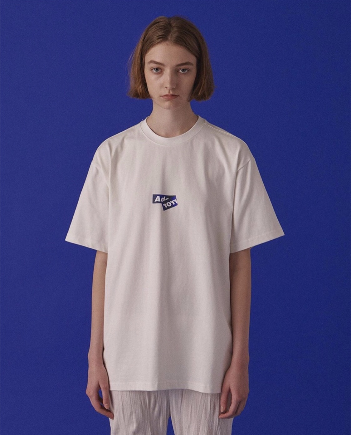 error ader胸前折叠字母春夏新款圆领短袖