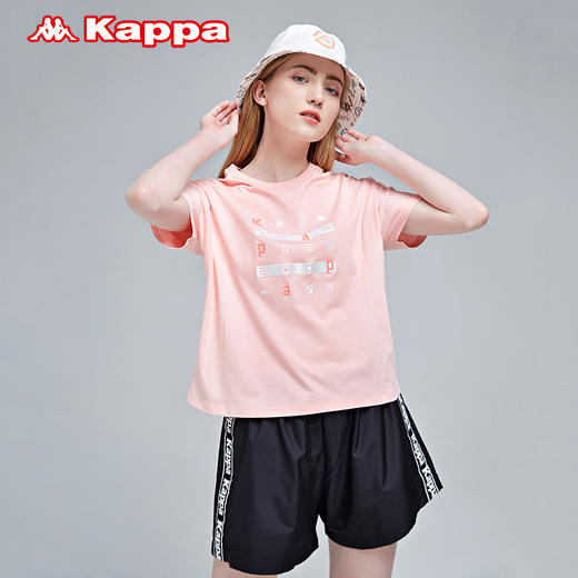 Kappa短袖女运动T恤休闲半袖夏季印花背心K0B42TD14 商品图1