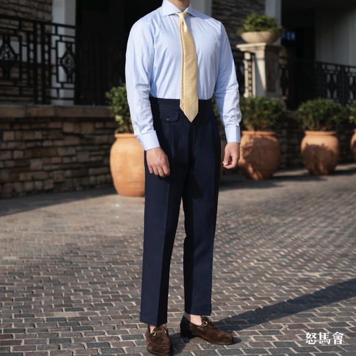 Huddersfield Quest Cottons 300克高克重高密度埃及棉藏蓝色意式工艺裤装 商品图2